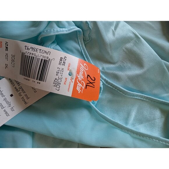 Vintage Vanity Fair Blue Nightgown XXL Sleeveless Embroidered V-Neck Satin Trim - Picture 7 of 10